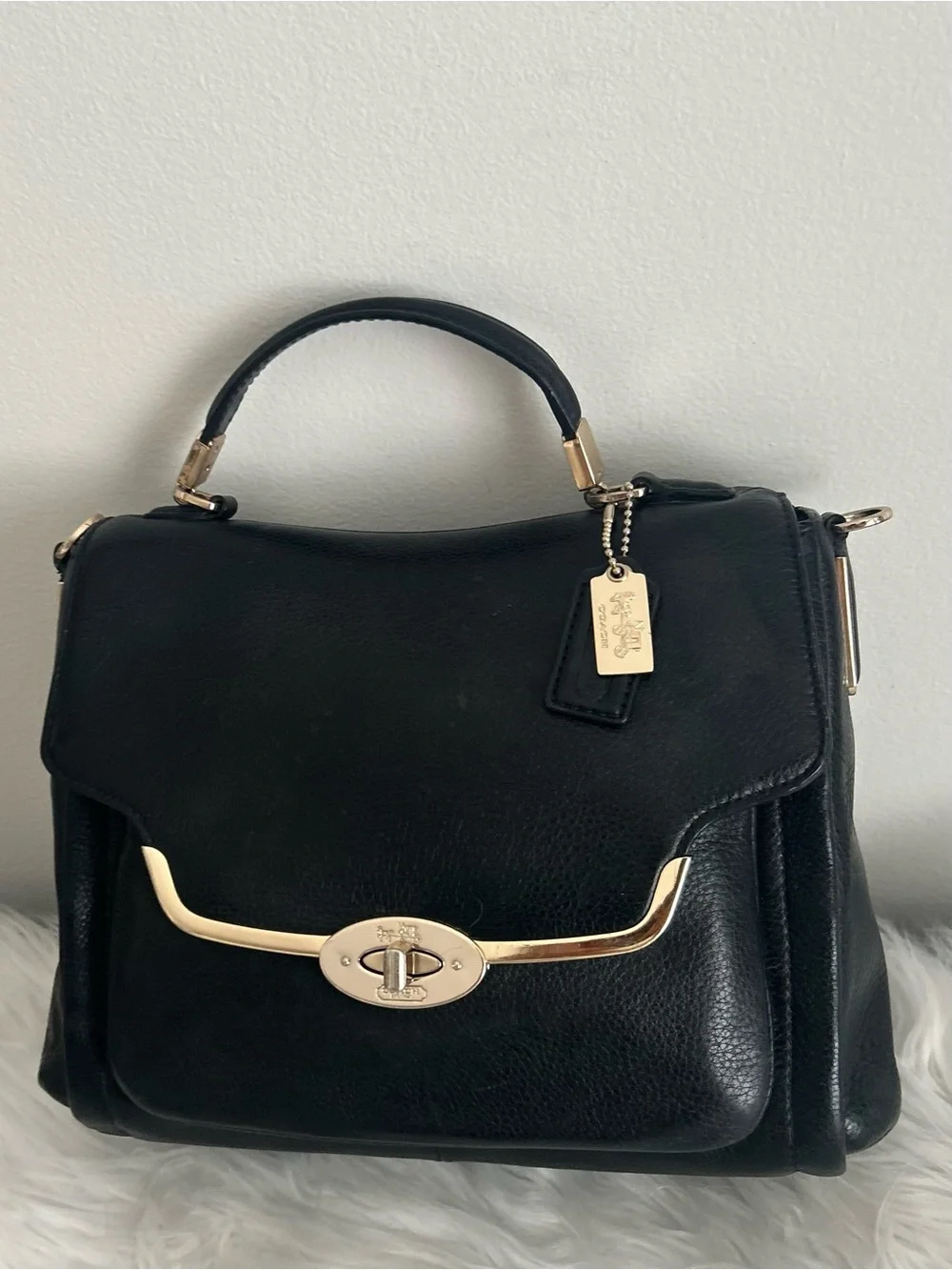 Coach Legacy Navy Leather Turnlock Satchel Crossbody Top Handle Designer Bag